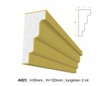 Ancadrament decorativ pentru fatada D023 din polistiren expandat laminat cu rasina, dimensiune 55x120mm, lungime 2m.